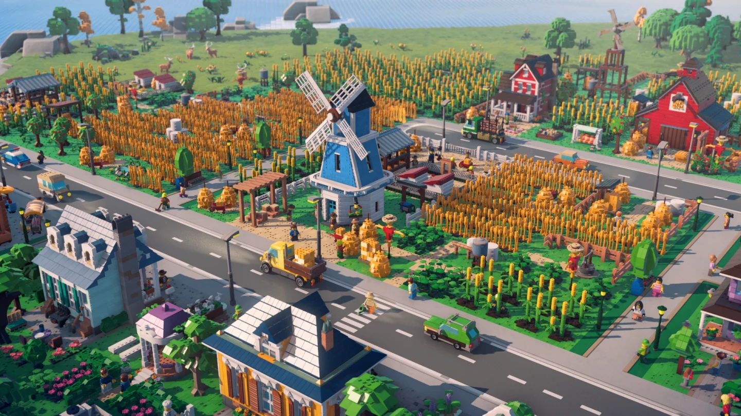 Een boerderij uit LEGO Skylines. Beeld: Paradox Interactive / The LEGO Group