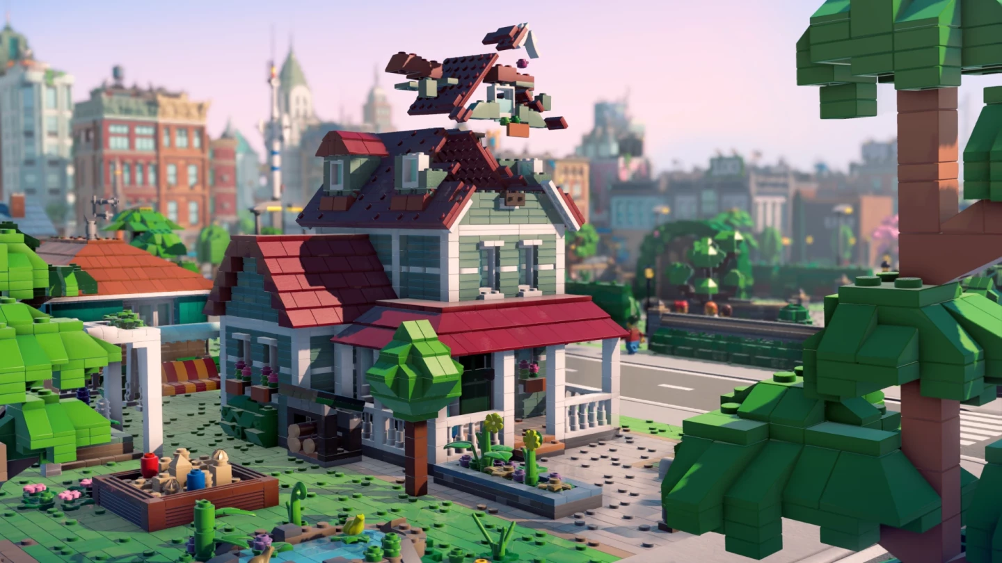 Je ziet het huis letterlijk gebouwd worden. Beeld: Paradox Interactive / The LEGO Group