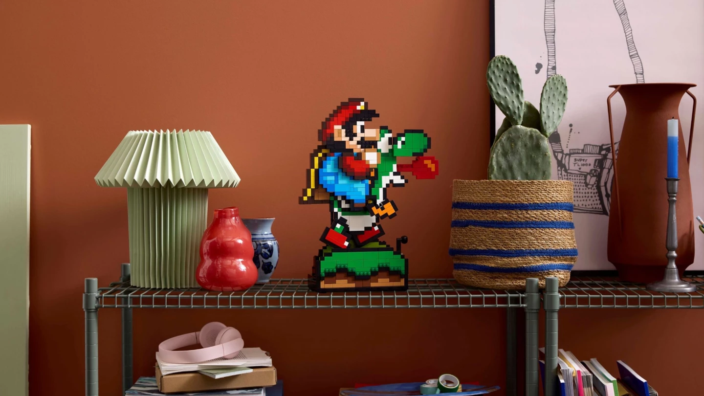 Daar komt de tong van Yoshi in de set LEGO Super Mario World: Mario en Yoshi!