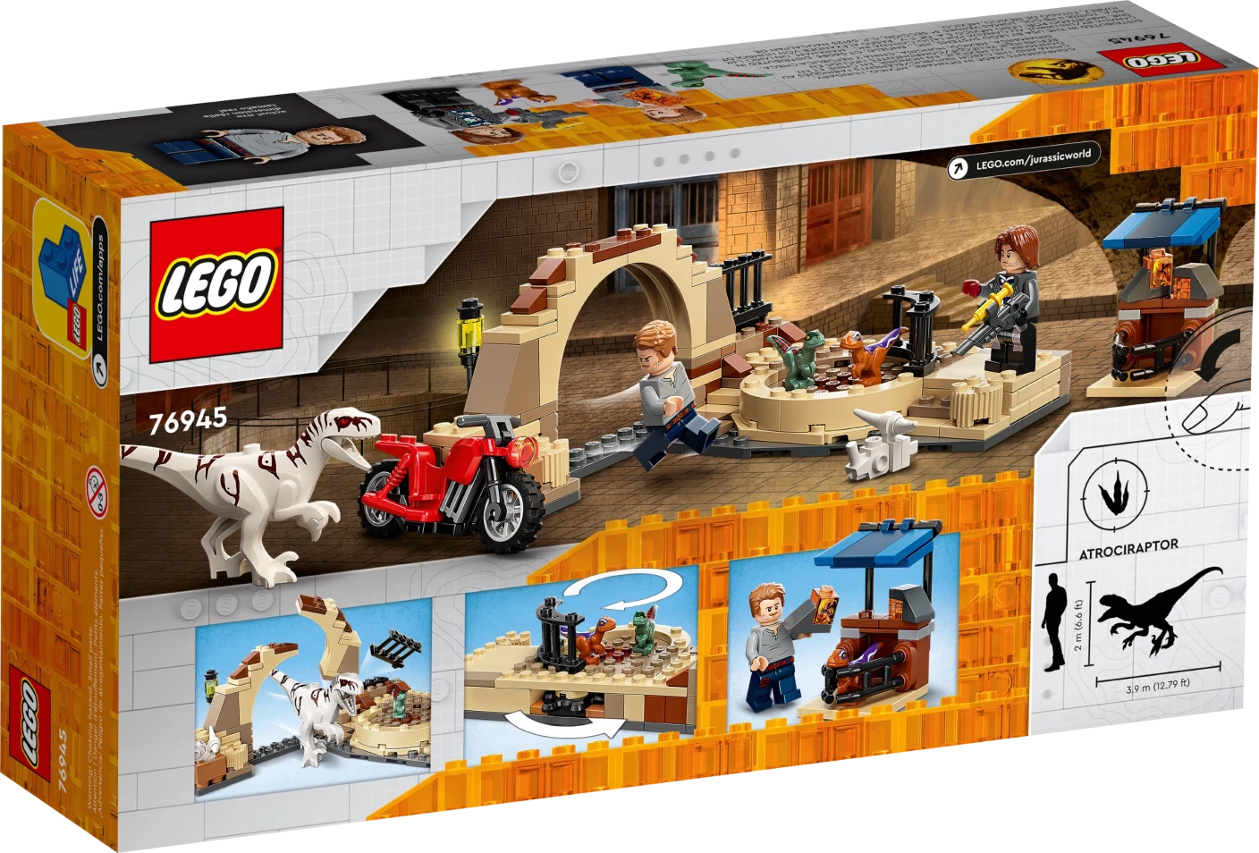 Atrociraptor dinosaurus motorachtervolging