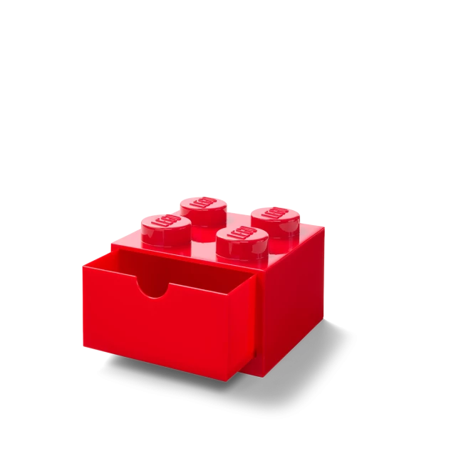 Bureaulade met 4 noppen - rood
