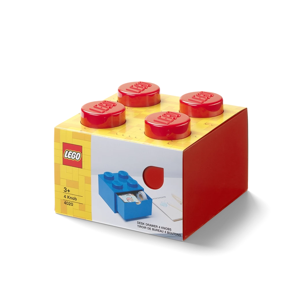 Bureaulade met 4 noppen – rood
