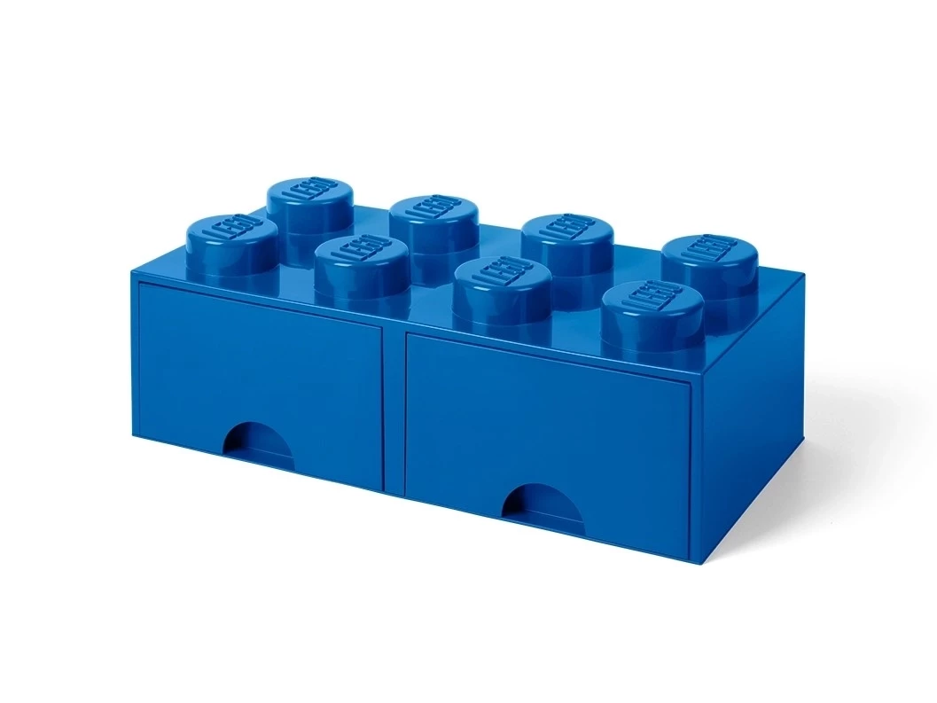 Opbergsteen met 8 noppen en 2 lades – blauw