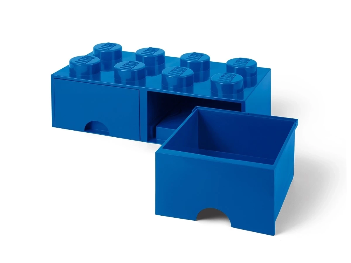 Opbergsteen met 8 noppen en 2 lades – blauw
