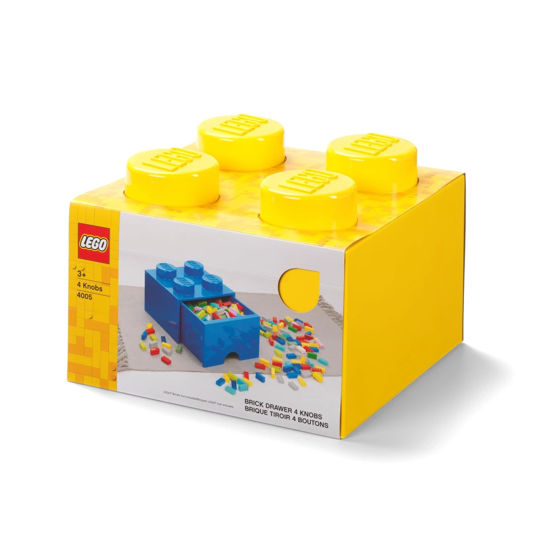 Opbergsteen met 4 noppen en 1 lade – geel