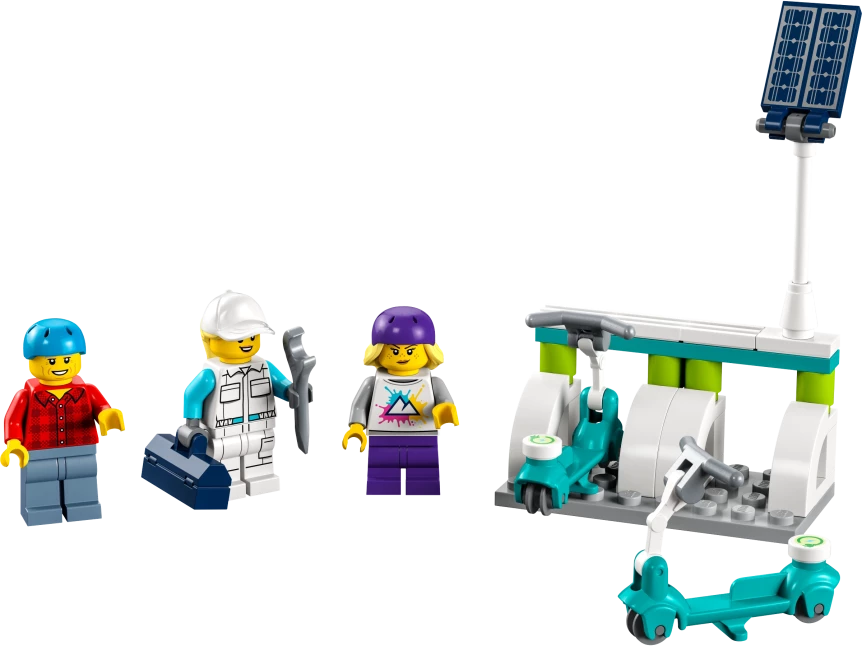 Elektrische scooters en laadstation