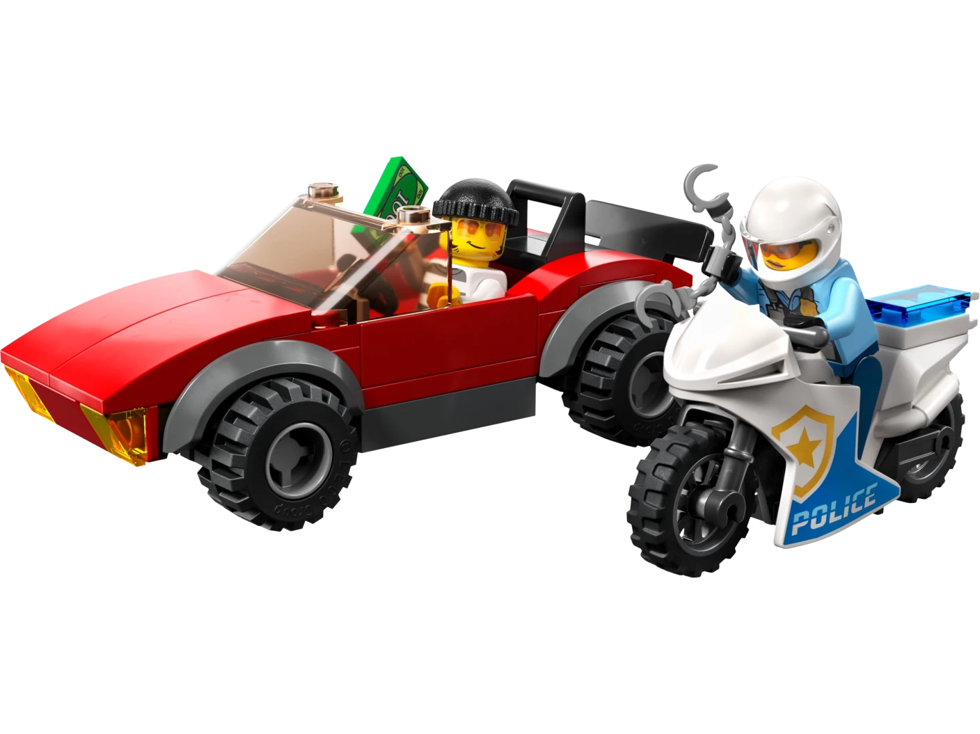 Achtervolging auto op politiemotor