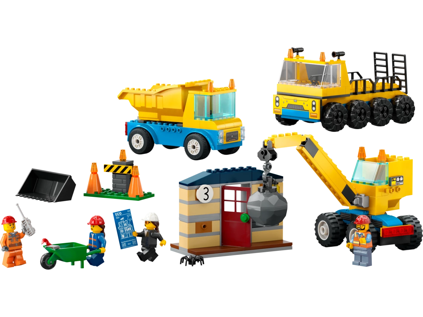 Kiepwagen, bouwtruck en sloopkraan