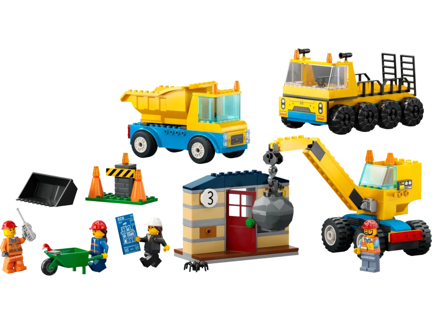 Kiepwagen, bouwtruck en sloopkraan