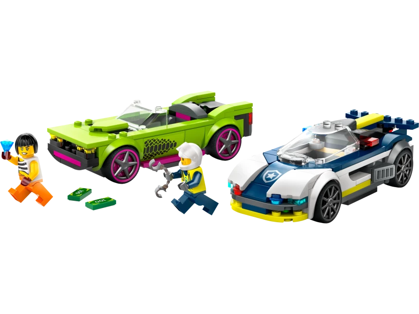 Politiewagen en snelle autoachtervolging