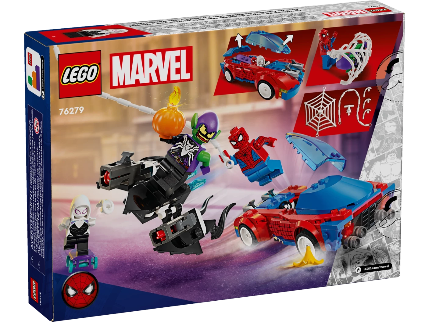 Spider-Man racewagen en Venom Green Goblin