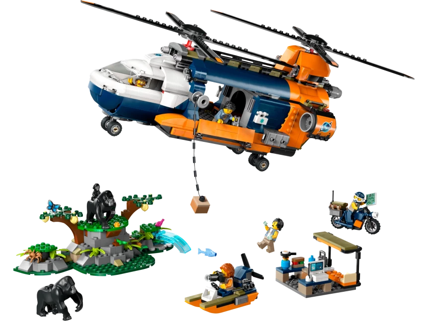 Jungleonderzoekers: helikopter bij de basis