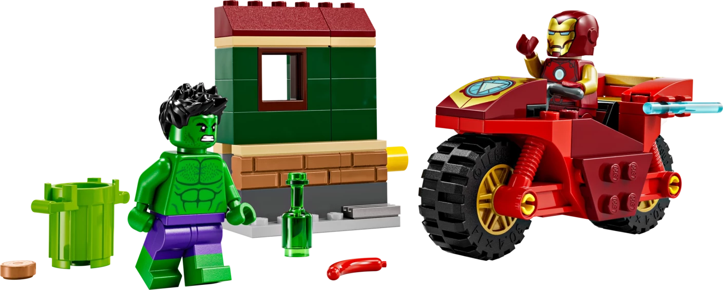 Iron Man met motor en de Hulk