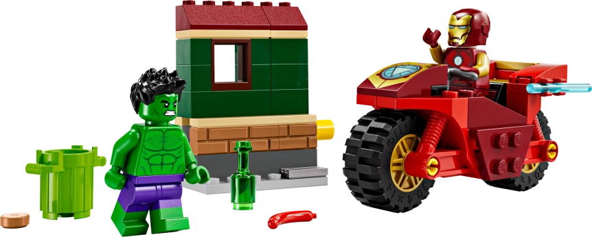 Iron Man met motor en de Hulk
