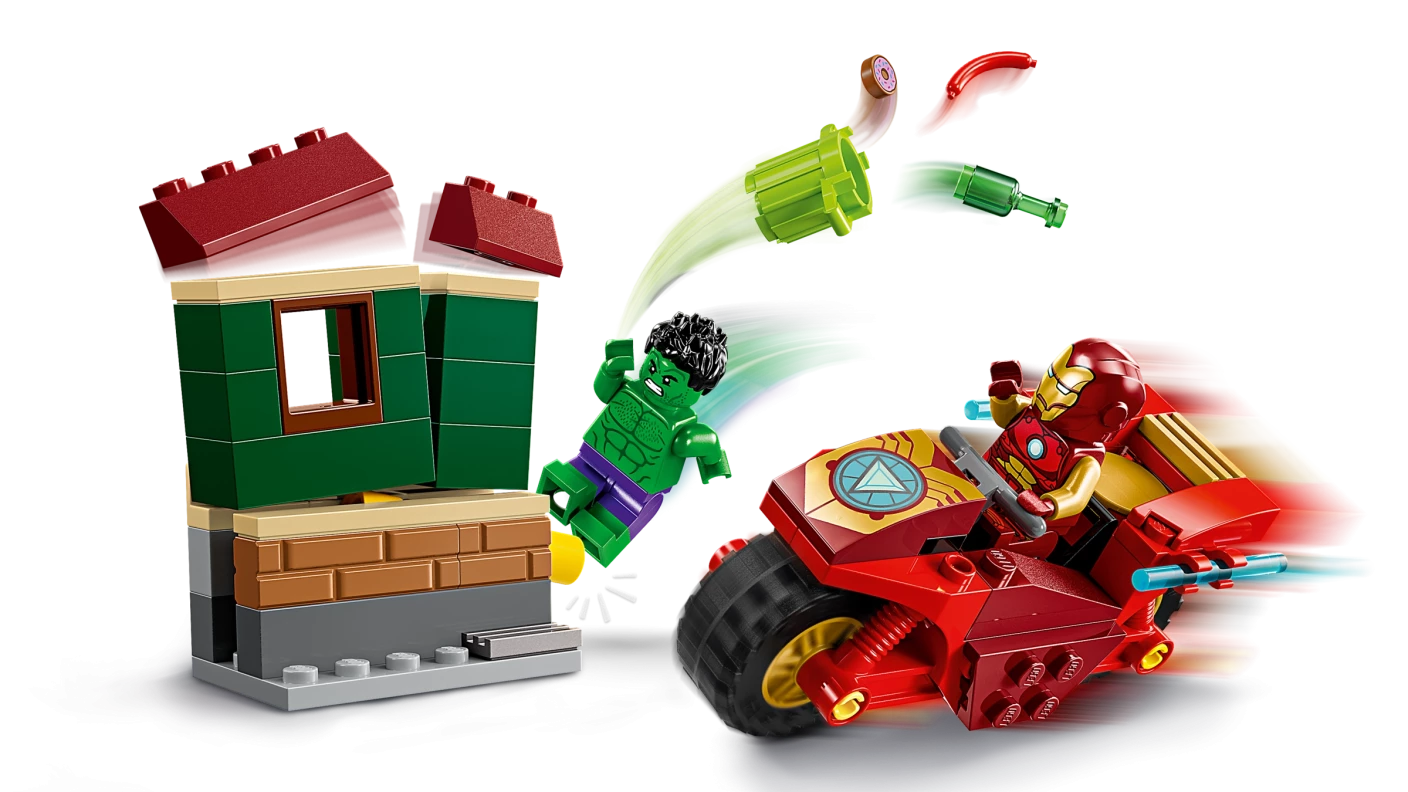 Iron Man met motor en de Hulk