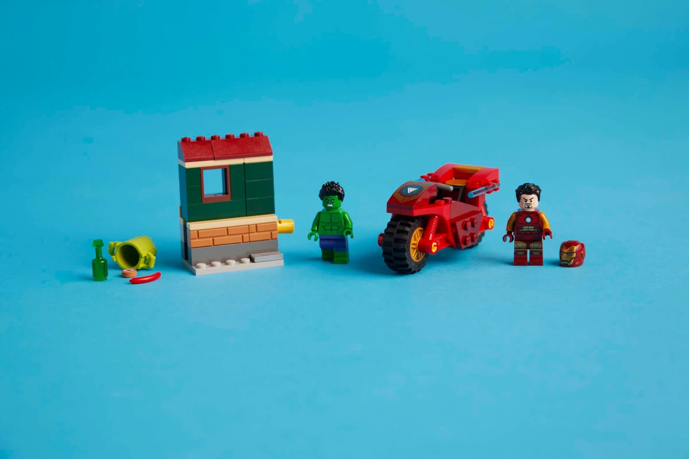 Iron Man met motor en de Hulk