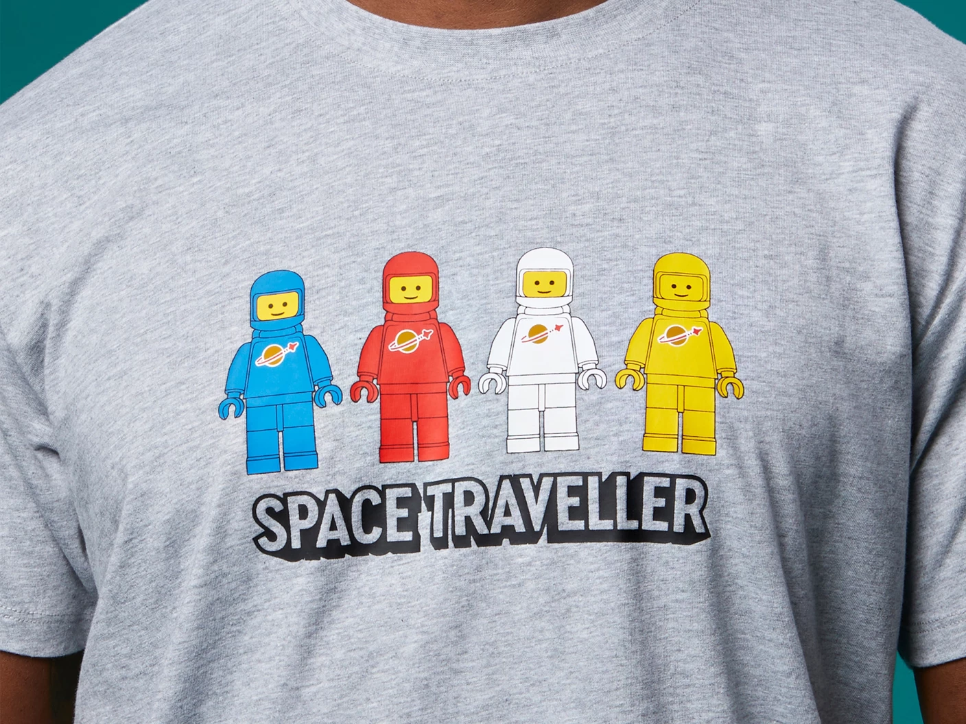 Ruimtereizigers T-shirt met korte mouwen voor volwassenen – grijs gemêleerd