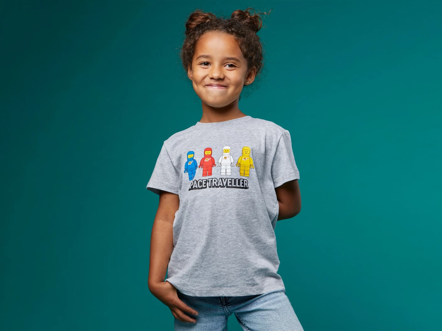 Ruimtereizigers T-shirt met korte mouwen voor kinderen – grijs gemêleerd