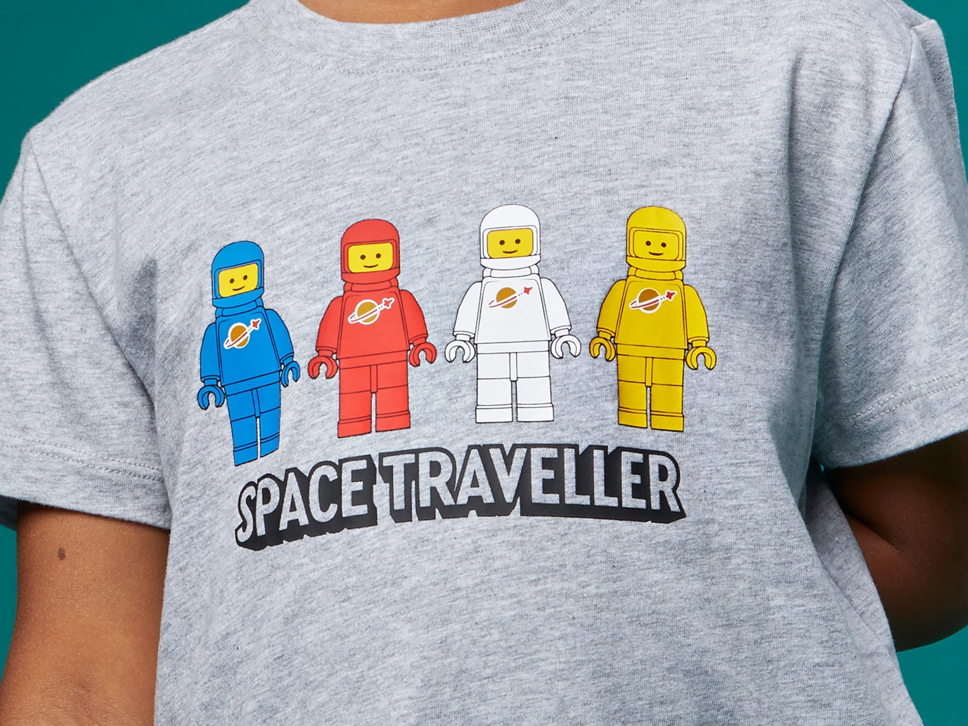 Ruimtereizigers T-shirt met korte mouwen voor kinderen – grijs gemêleerd