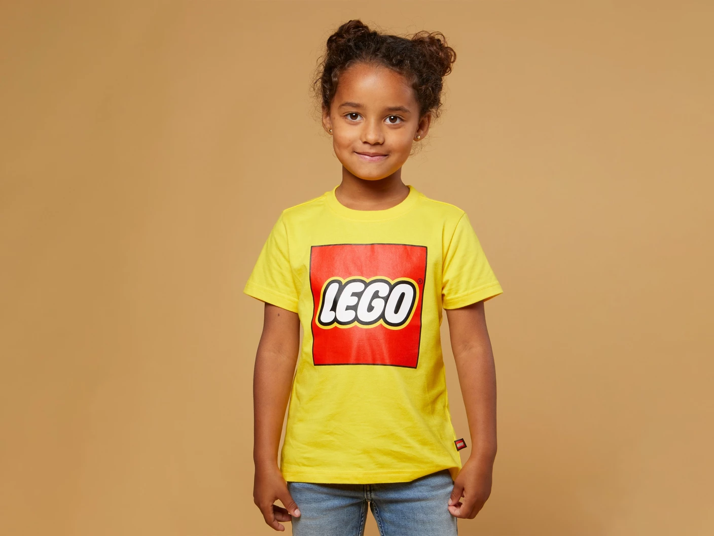 T-shirt met korte mouwen en logo voor kinderen – geel