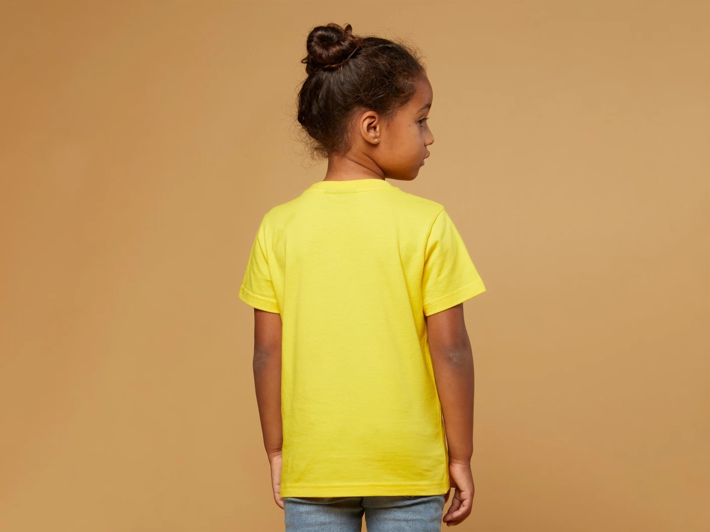 T-shirt met korte mouwen en logo voor kinderen – geel