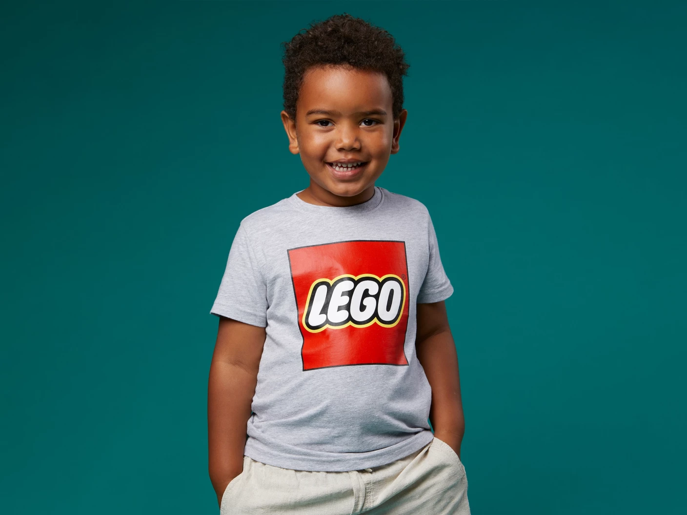 T-shirt met korte mouwen en logo voor kinderen – grijs gemêleerd