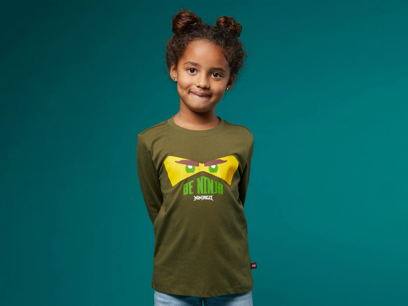 T-shirt met lange mouwen – donkerkaki
