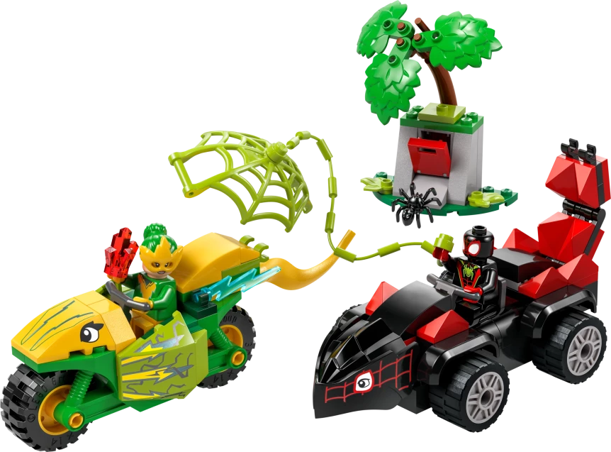 Spin en Electro achtervolging met dinosaurusvoertuigen