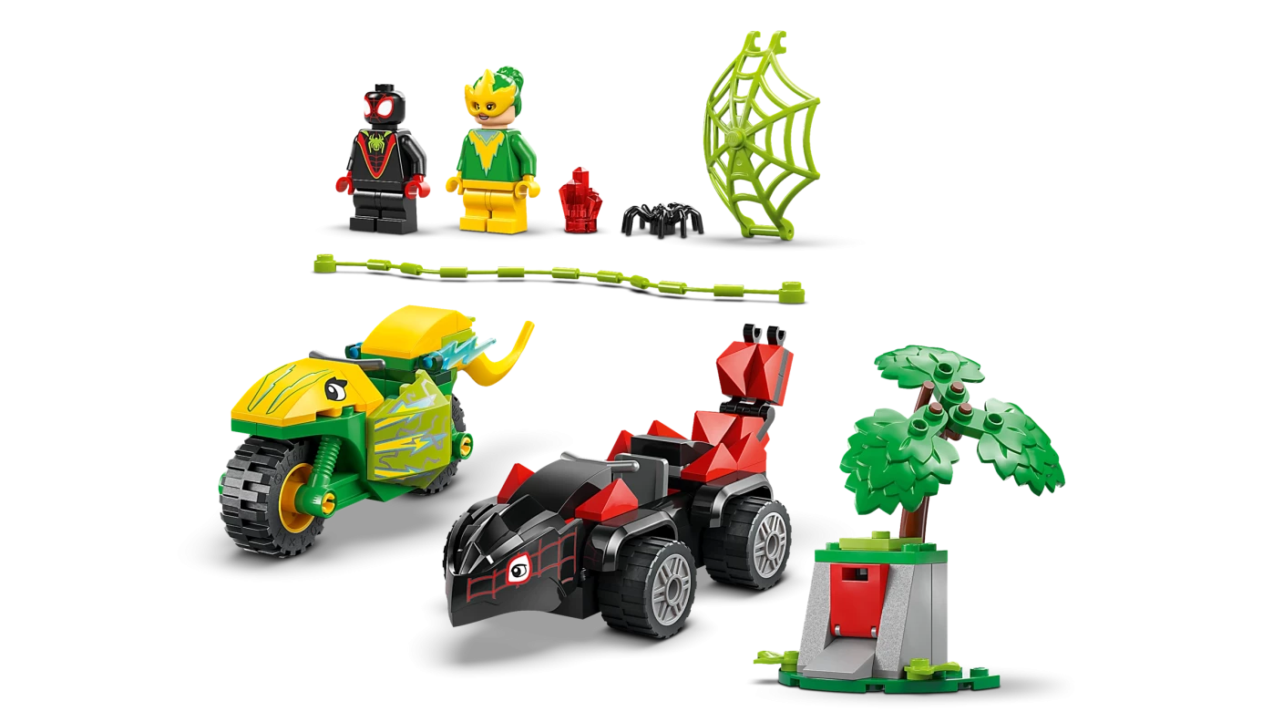 Spin en Electro achtervolging met dinosaurusvoertuigen