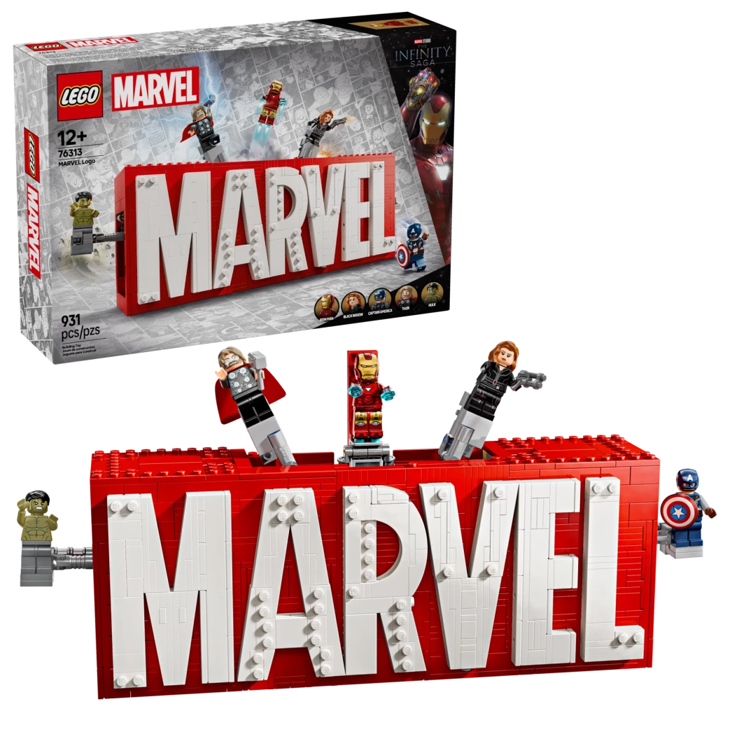 MARVEL logo en minifiguren