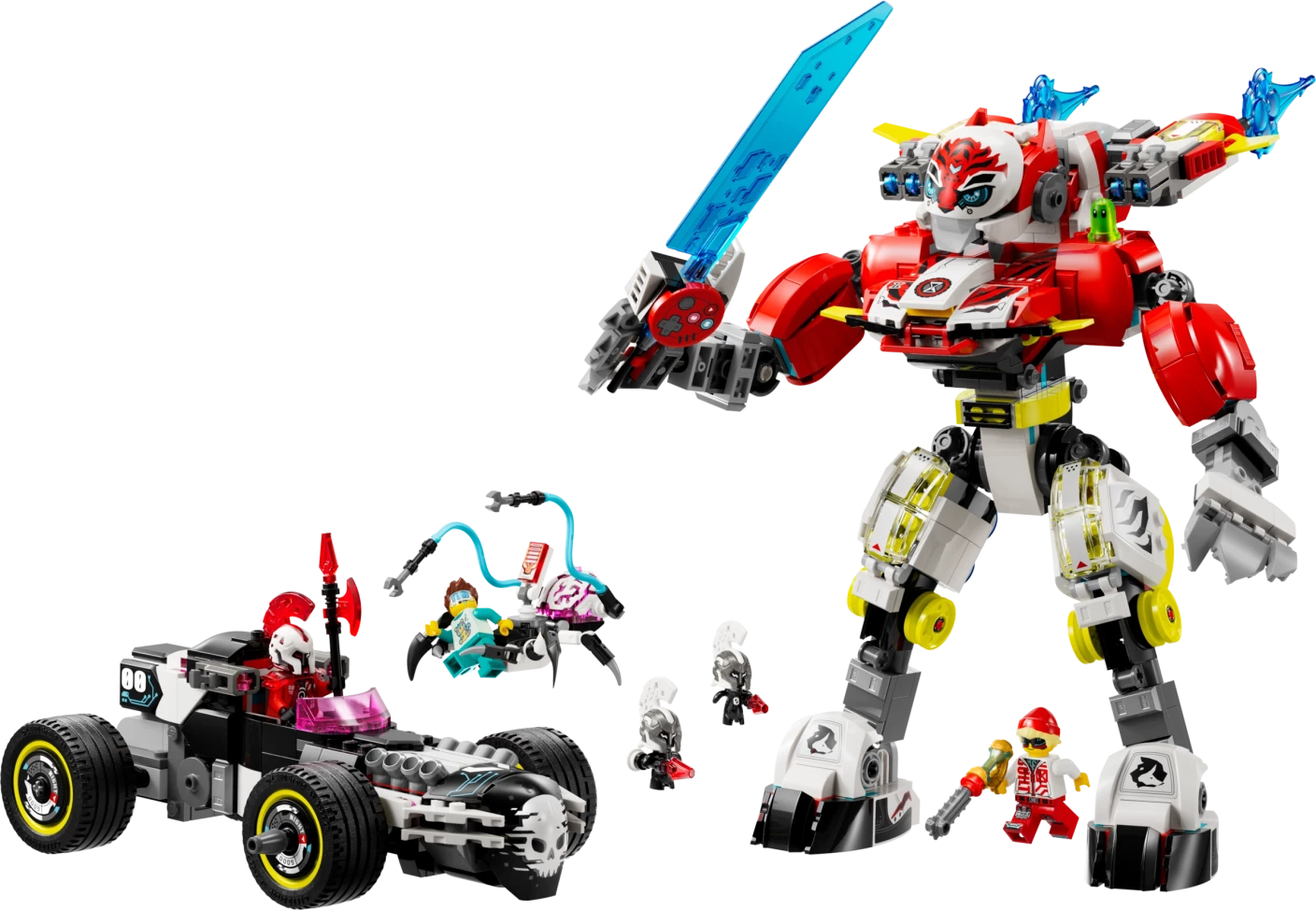 Coopers tijgermecha en Zero's hot rod auto
