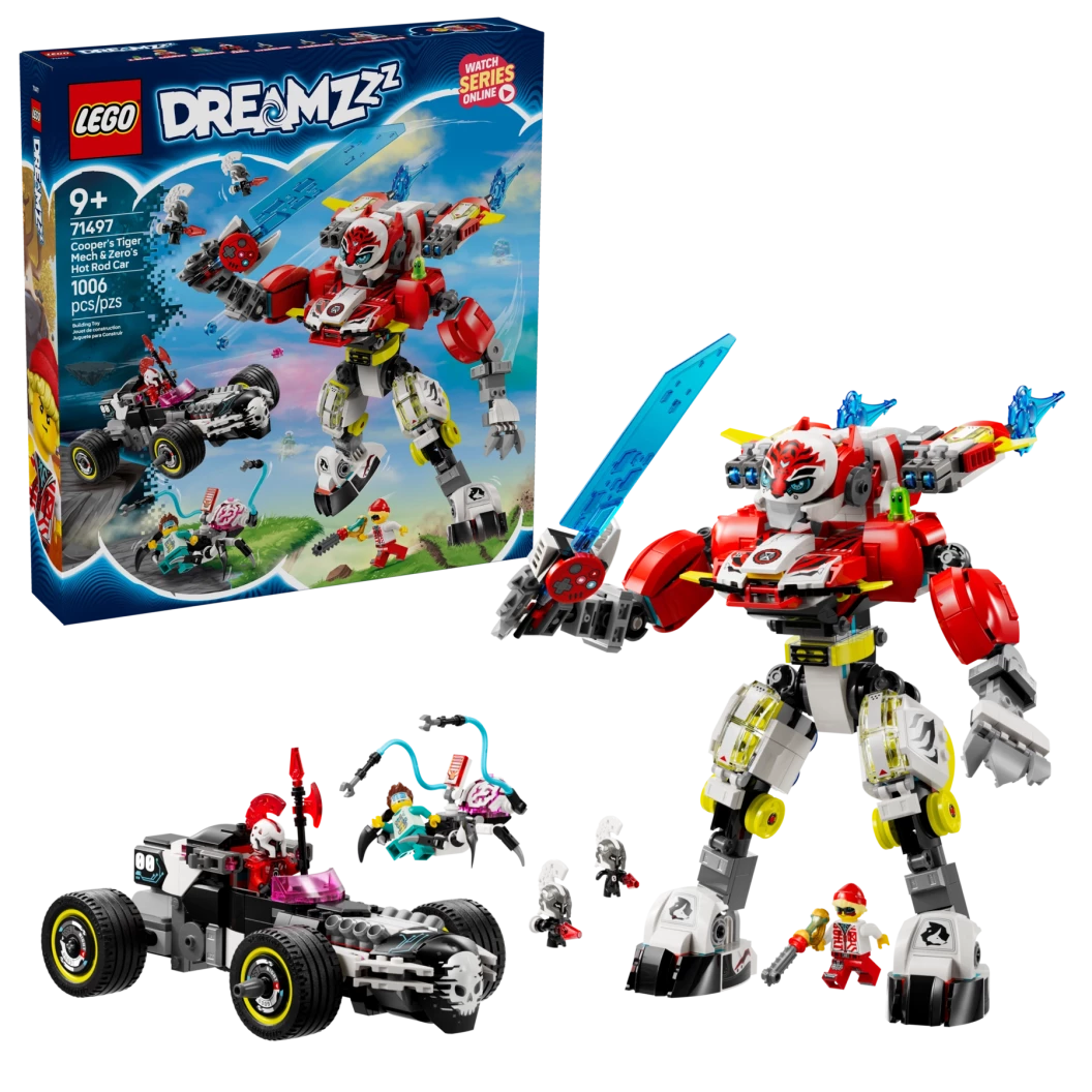 Coopers tijgermecha en Zero's hot rod auto