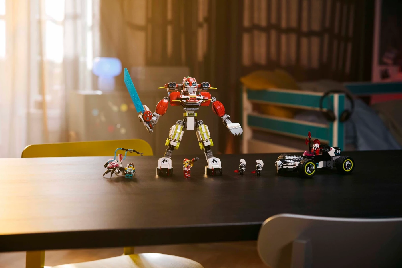 Coopers tijgermecha en Zero's hot rod auto