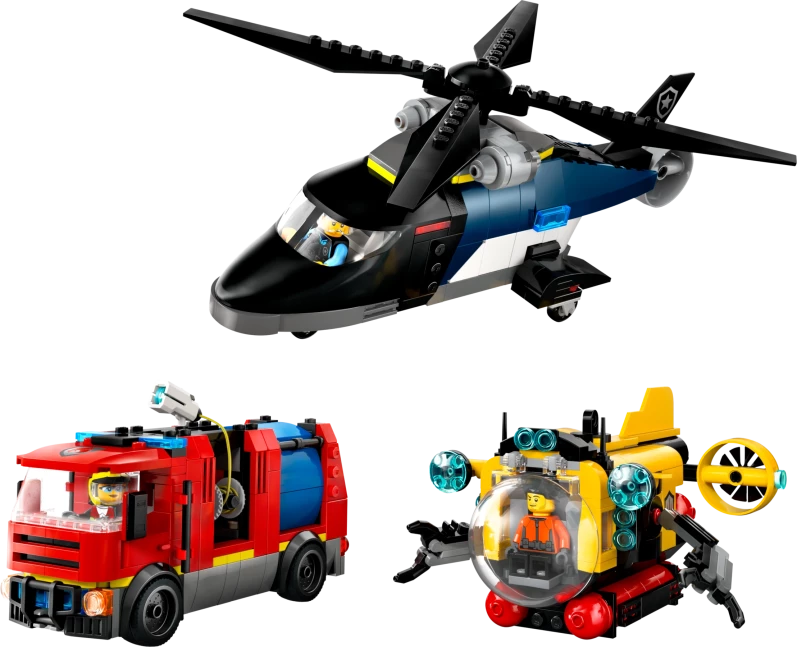 Helikopter, brandweerauto en onderzeeër remix