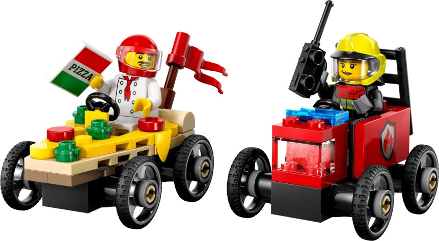Raceautopakket: pizzabestelwagen vs. brandweerauto