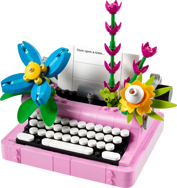 Typemachine met bloemen