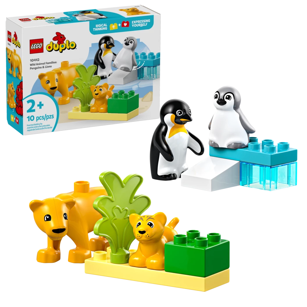 Families van wilde dieren: pinguïns en leeuwen