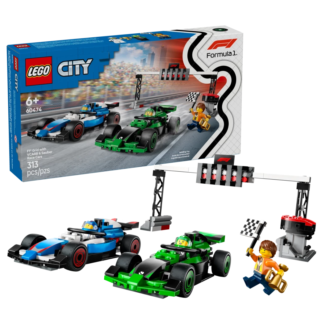 F1® grid met VCARB en Sauber racewagens