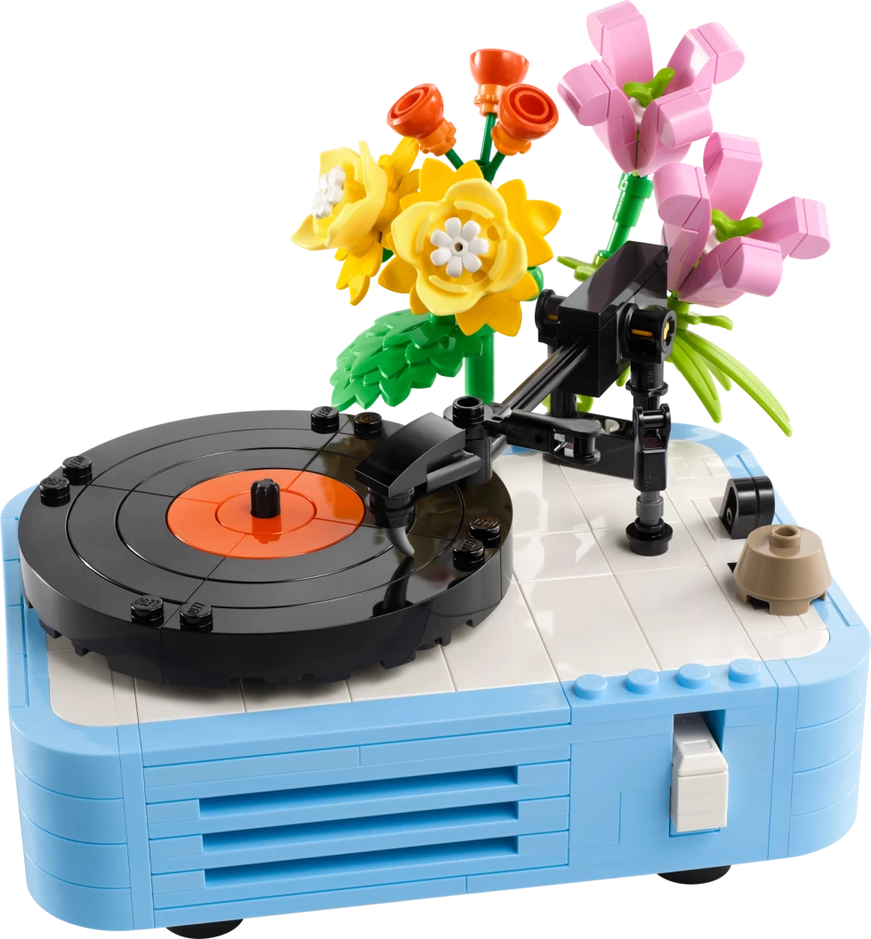 Platenspeler met bloemen