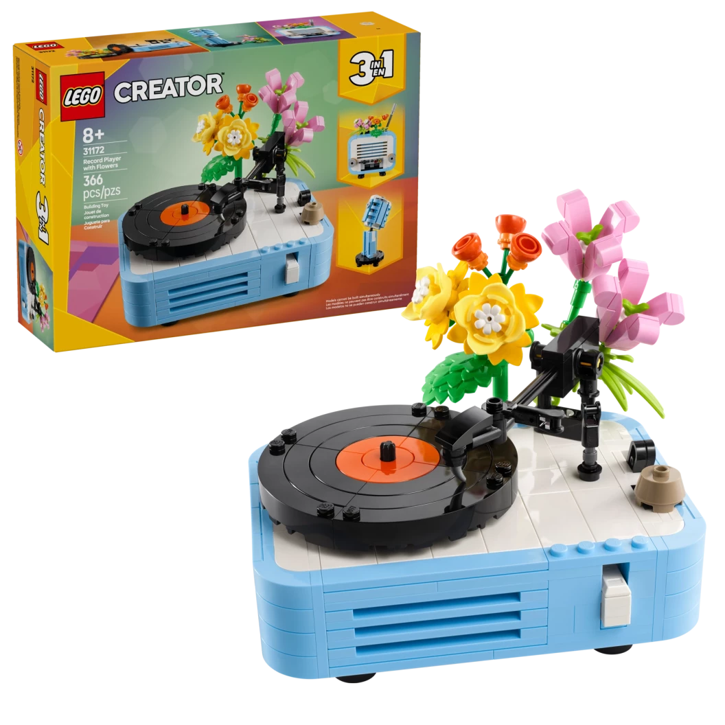 Platenspeler met bloemen