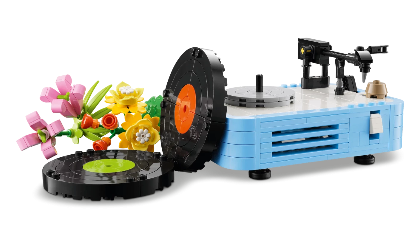 Platenspeler met bloemen