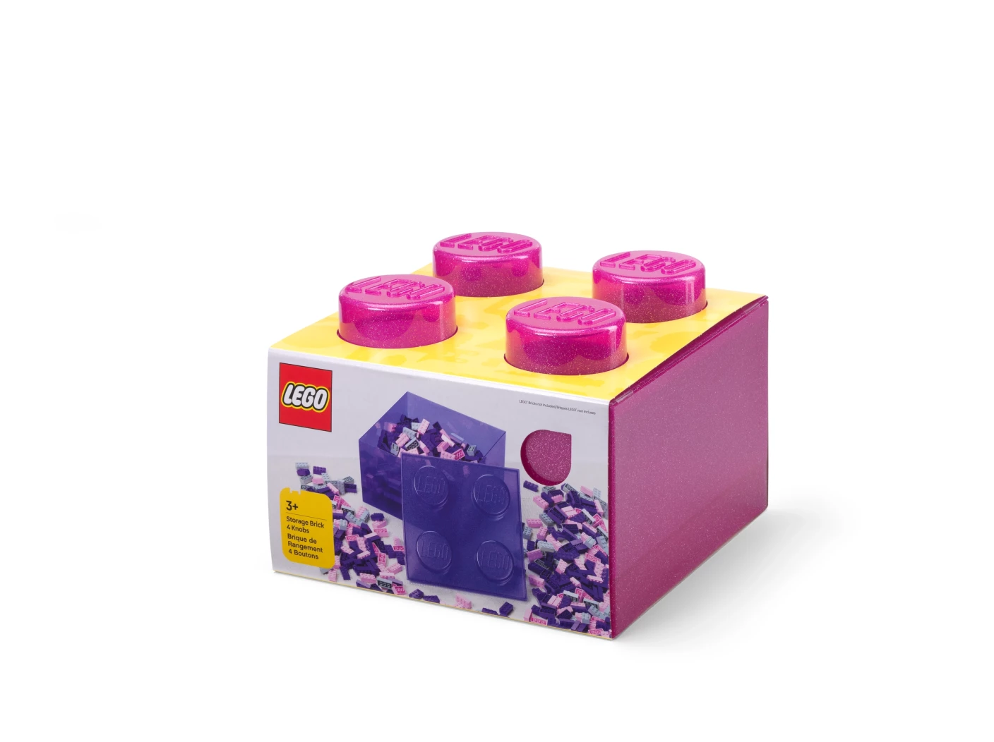 Roze doorzichtige opbergdoos in de vorm van een steen