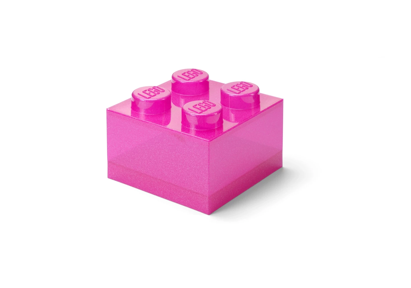 Roze doorzichtige opbergdoos in de vorm van een steen