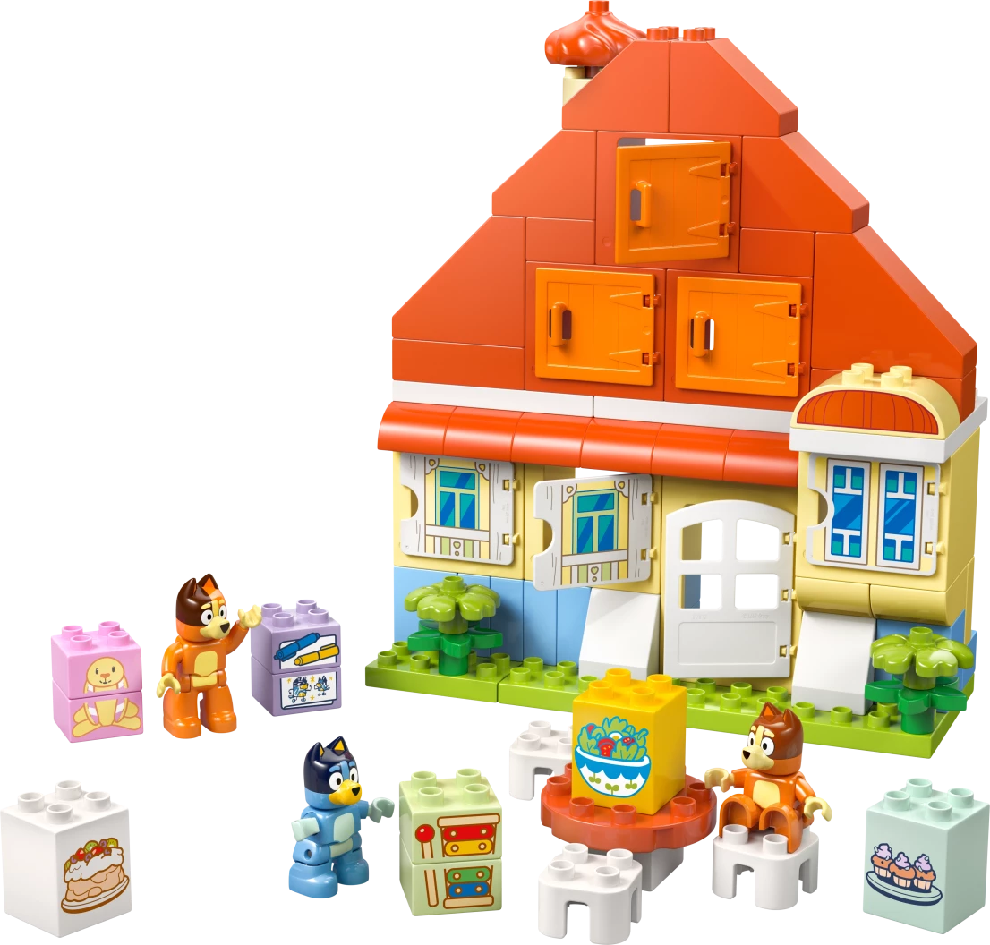 Huis van Bluey en haar familie met geheugenspel