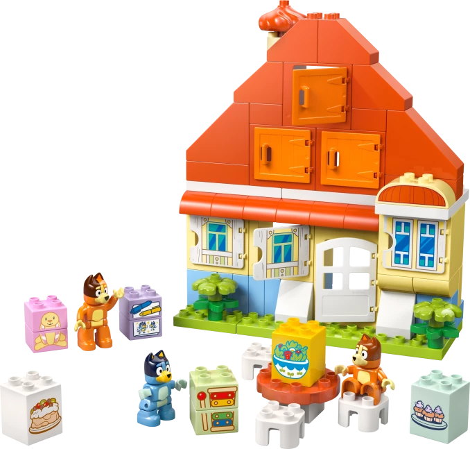Huis van Bluey en haar familie met geheugenspel