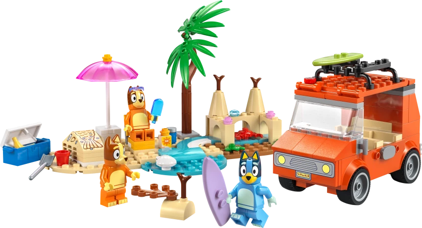 Bluey's autorit naar het strand