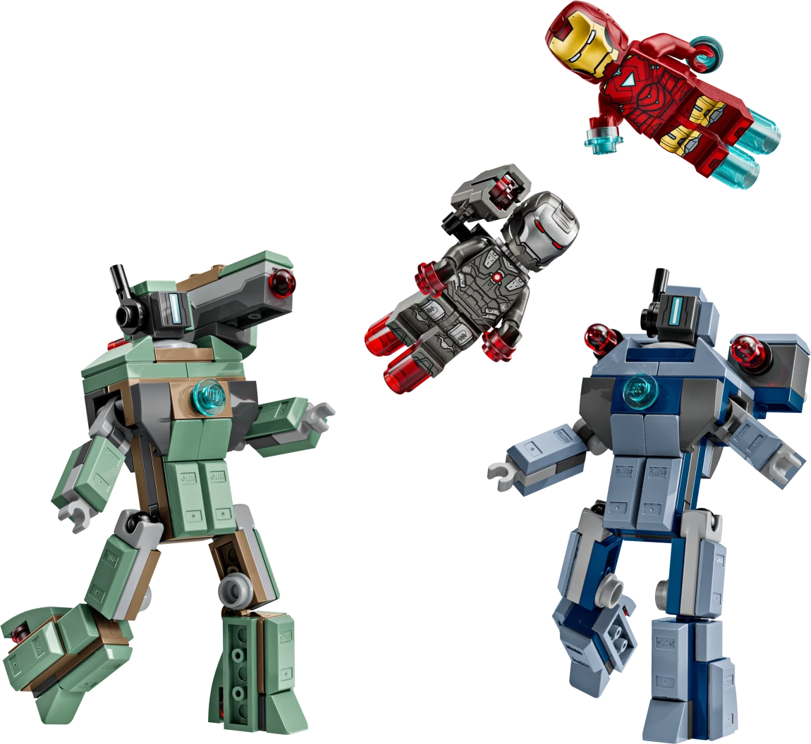 Iron Man en War Machine vs. Hammer Drones
