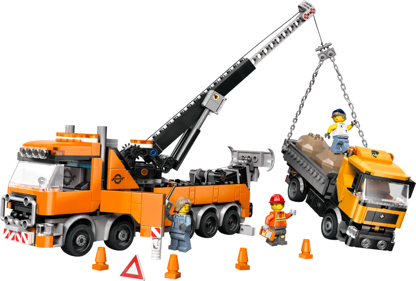 Zware sleepwagen met kraan