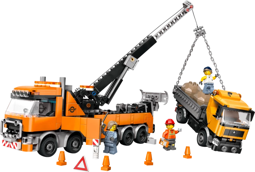 Zware sleepwagen met kraan