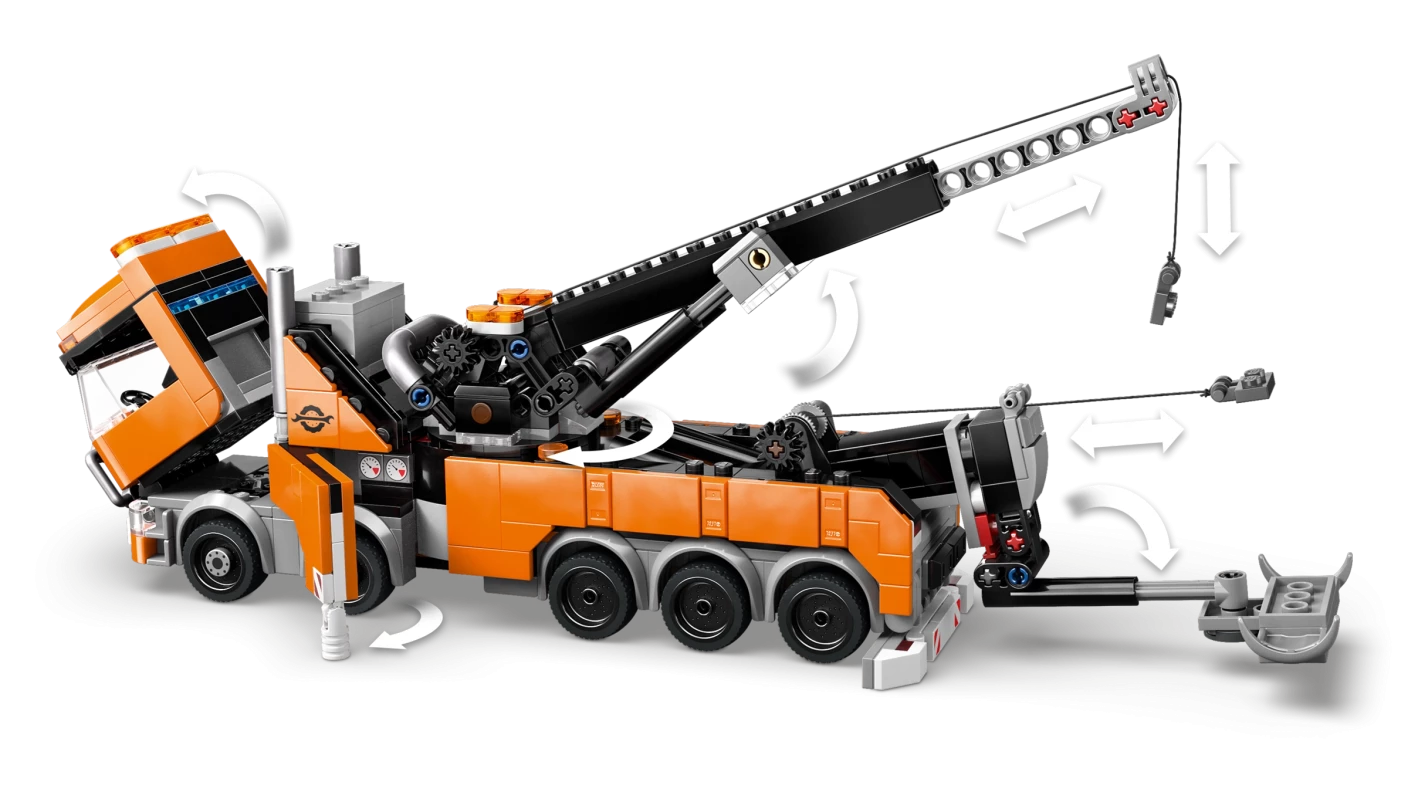 Zware sleepwagen met kraan